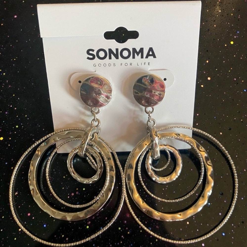 Sonoma Silver Dangle Earrings with Circular Design